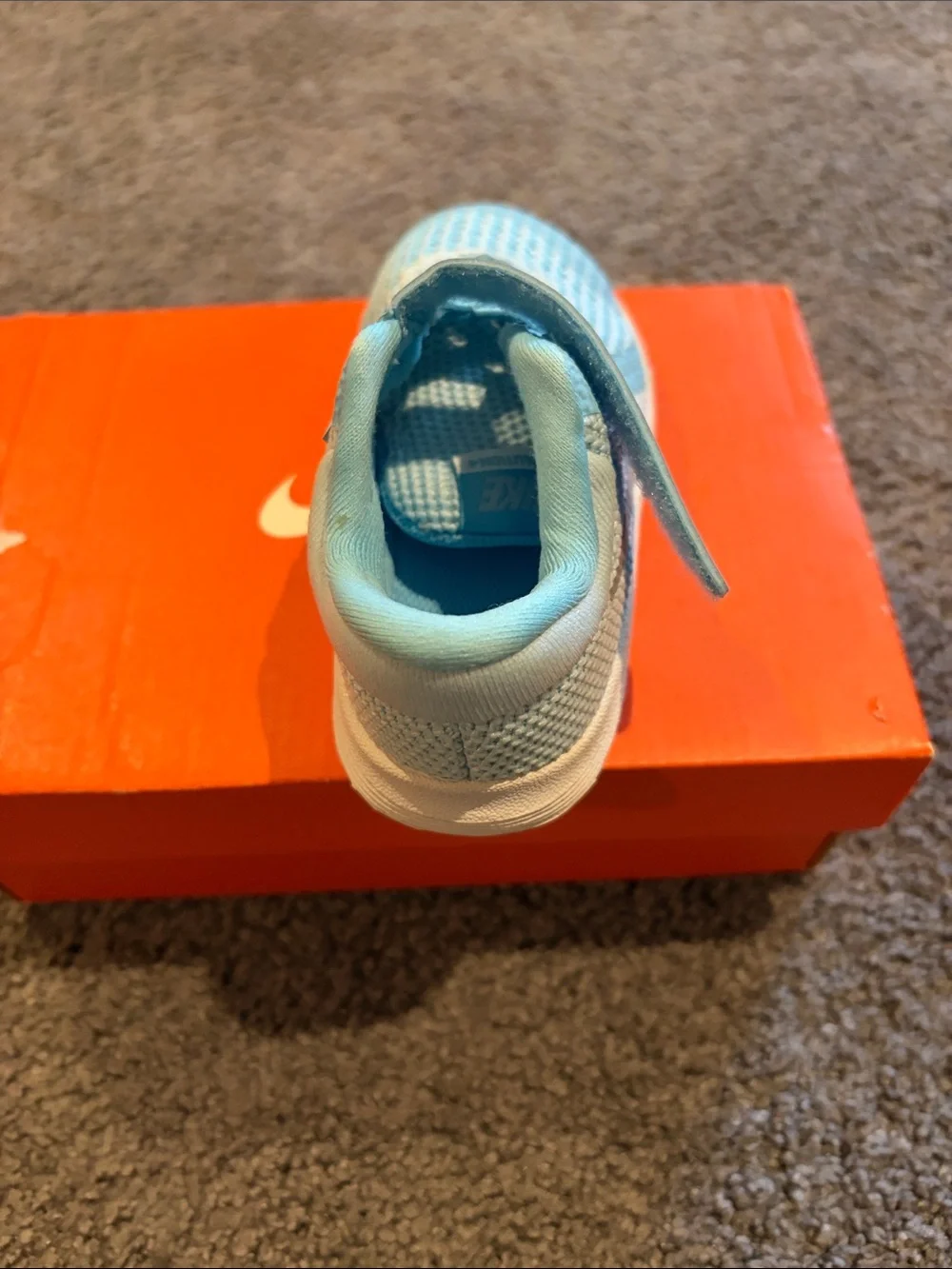 NEW in Box Nike Kids Sky Blue and White Velcro Athletic Sneakers 6c